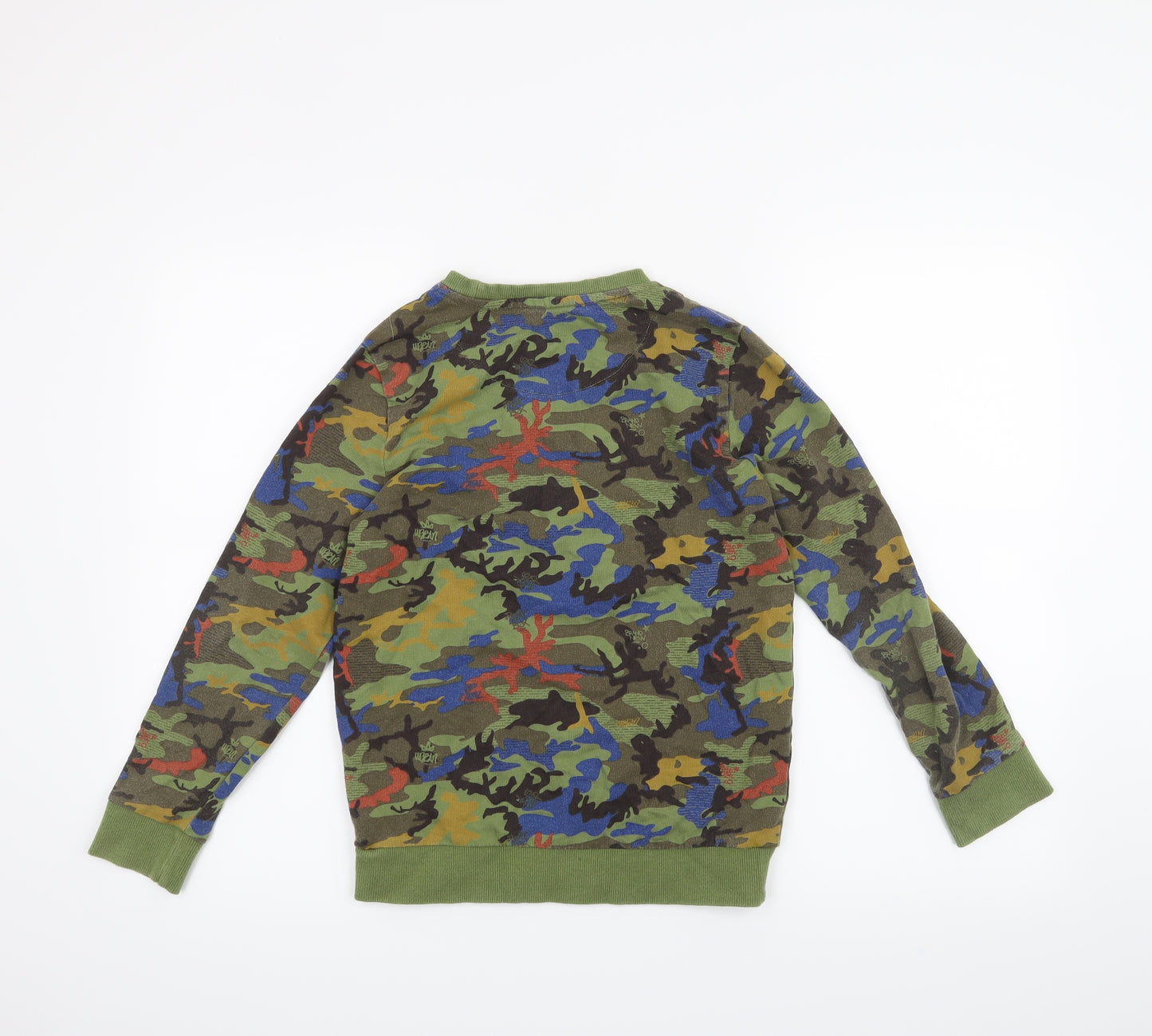 F&F Boys Green Camouflage  Pullover Jumper Size 10-11 Years