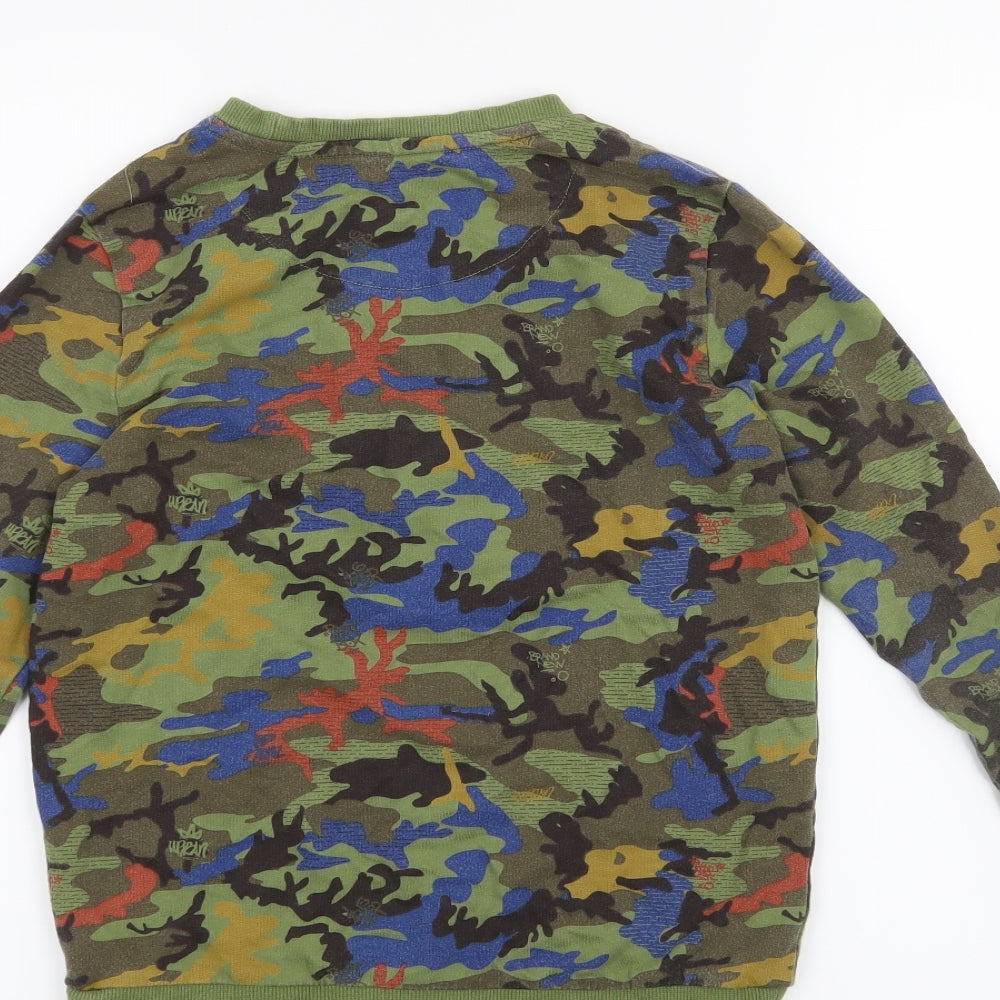 F&F Boys Green Camouflage  Pullover Jumper Size 10-11 Years