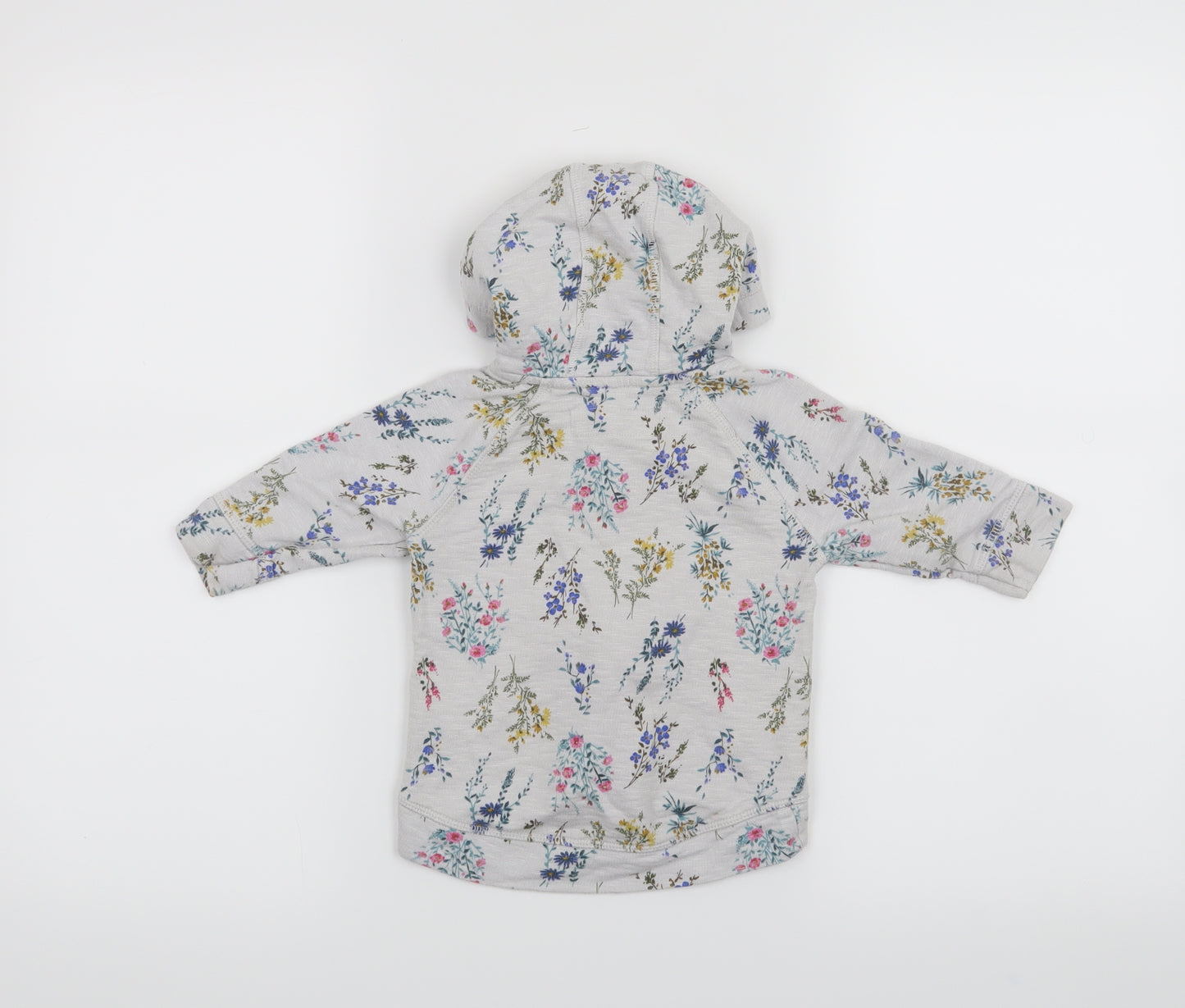 NEXT Girls Grey Floral  Full Zip Jumper Size 6-9 Months