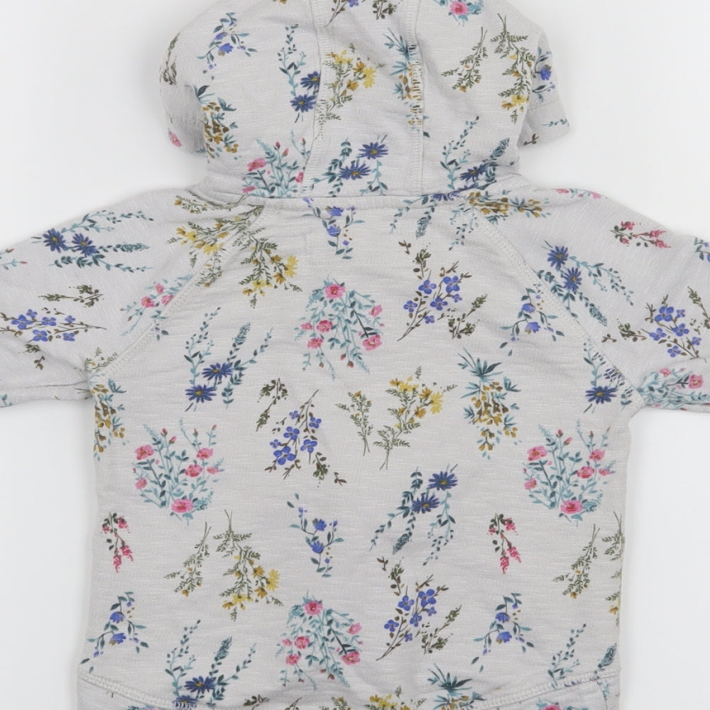 NEXT Girls Grey Floral  Full Zip Jumper Size 6-9 Months
