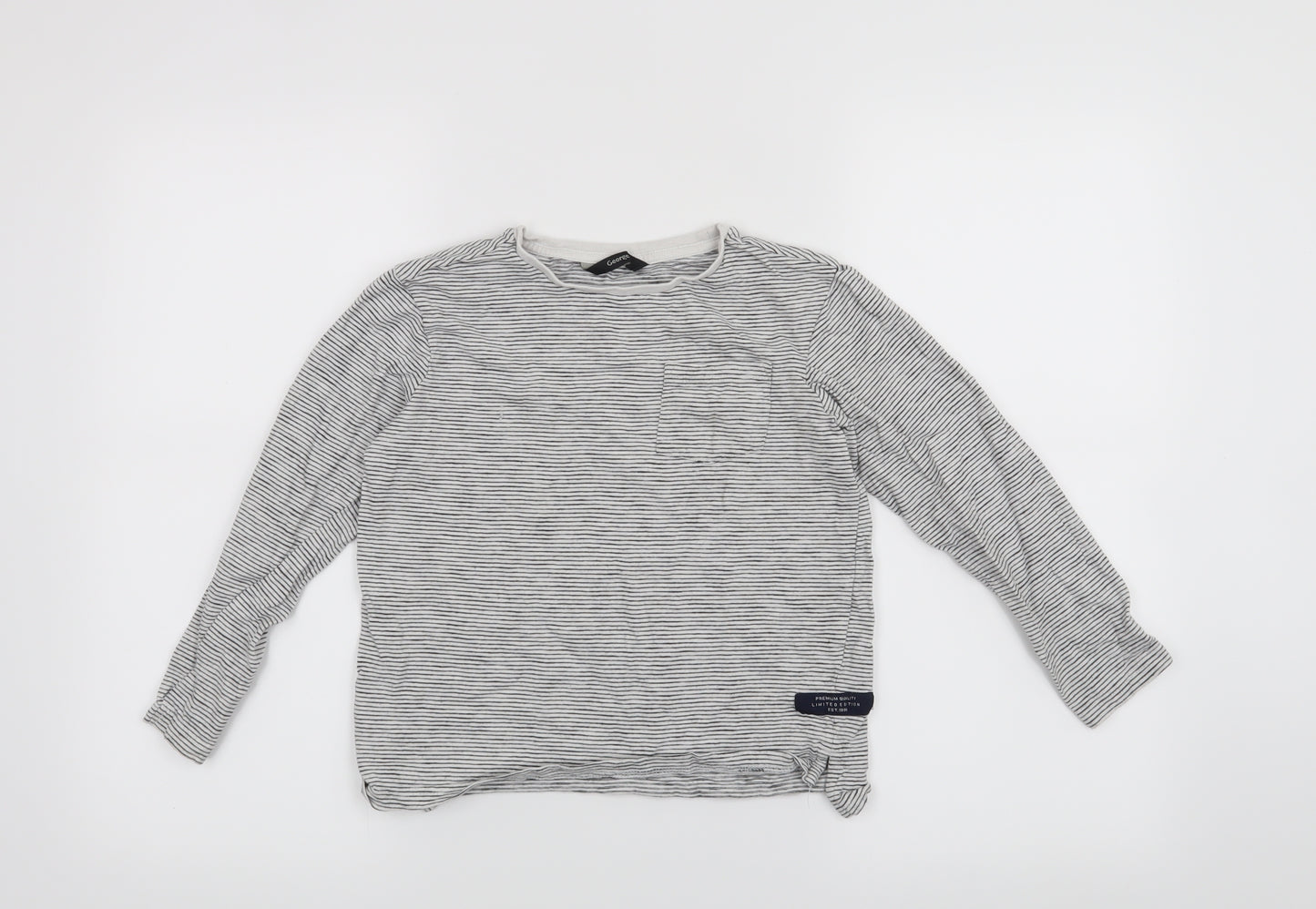 George Boys White Striped  Basic T-Shirt Size 8-9 Years