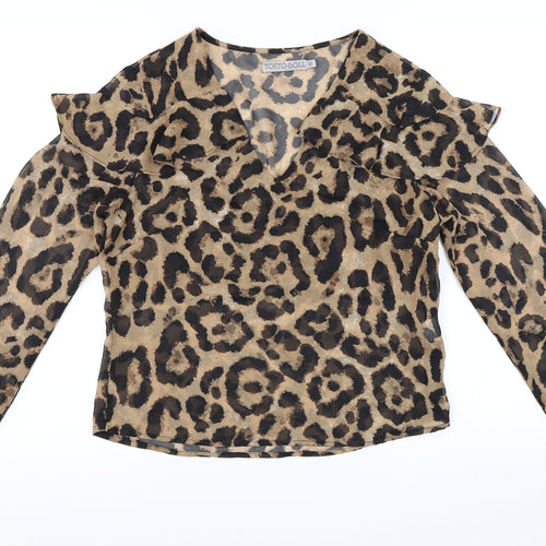 Tokyo Doll Womens Brown Animal Print  Basic Blouse Size 12