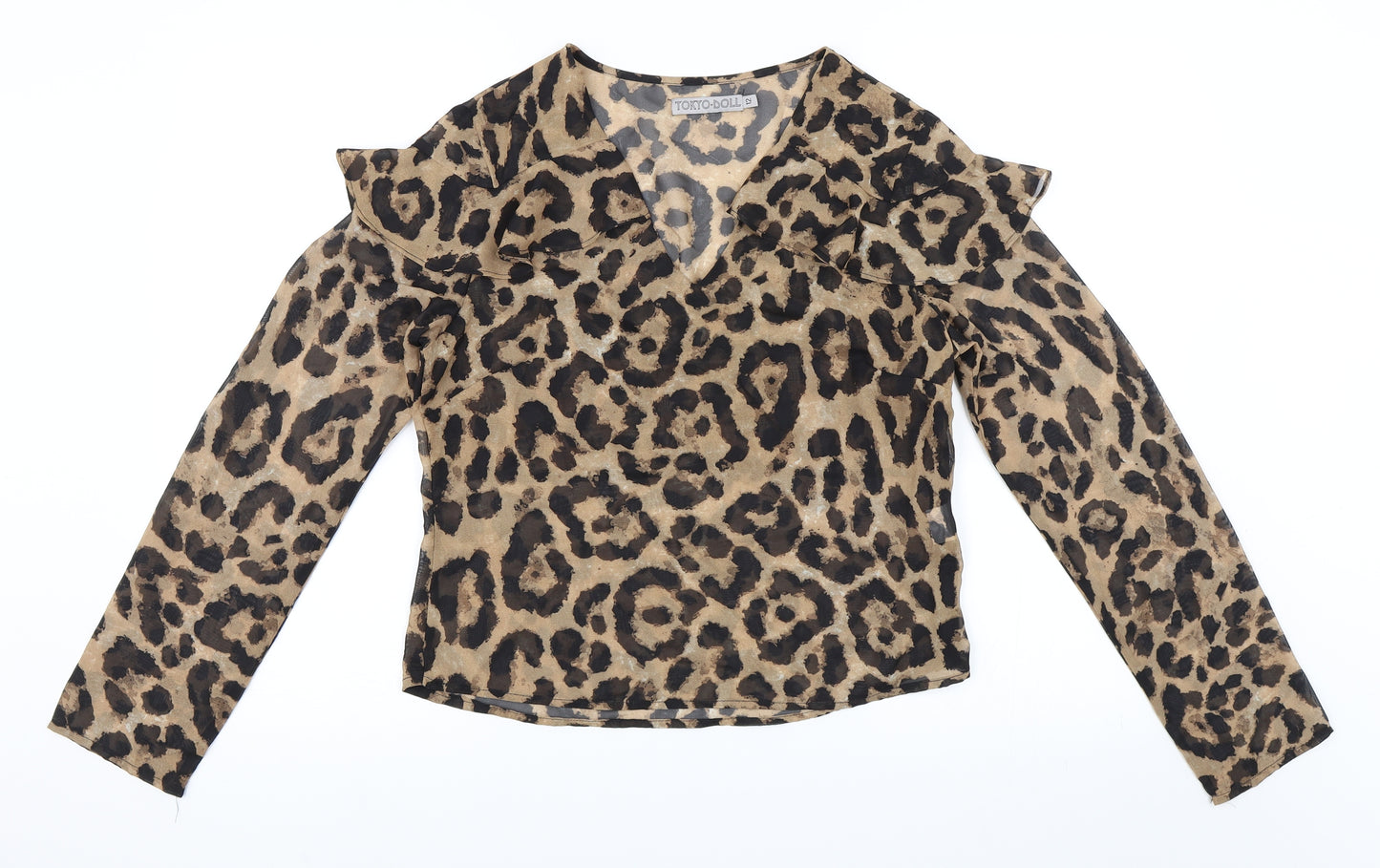 Tokyo Doll Womens Brown Animal Print  Basic Blouse Size 12
