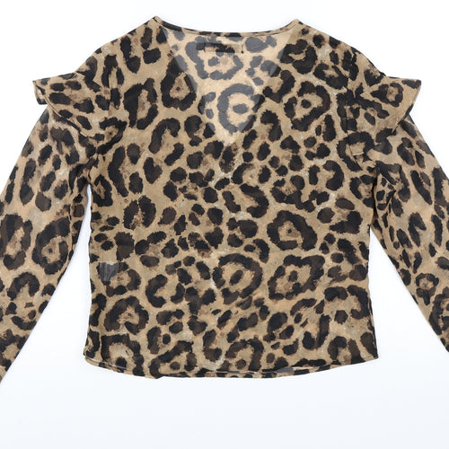 Tokyo Doll Womens Brown Animal Print  Basic Blouse Size 12