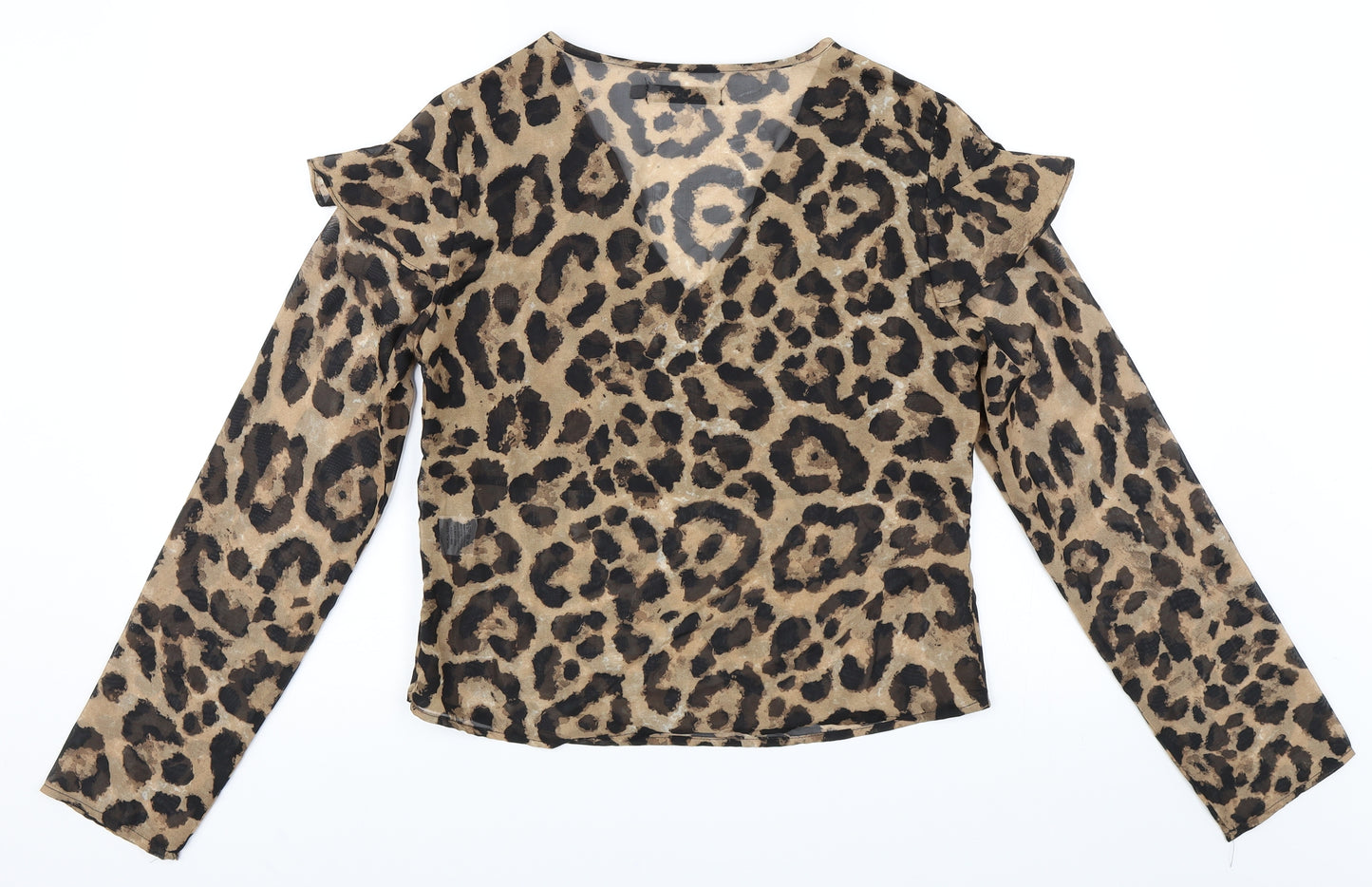Tokyo Doll Womens Brown Animal Print  Basic Blouse Size 12