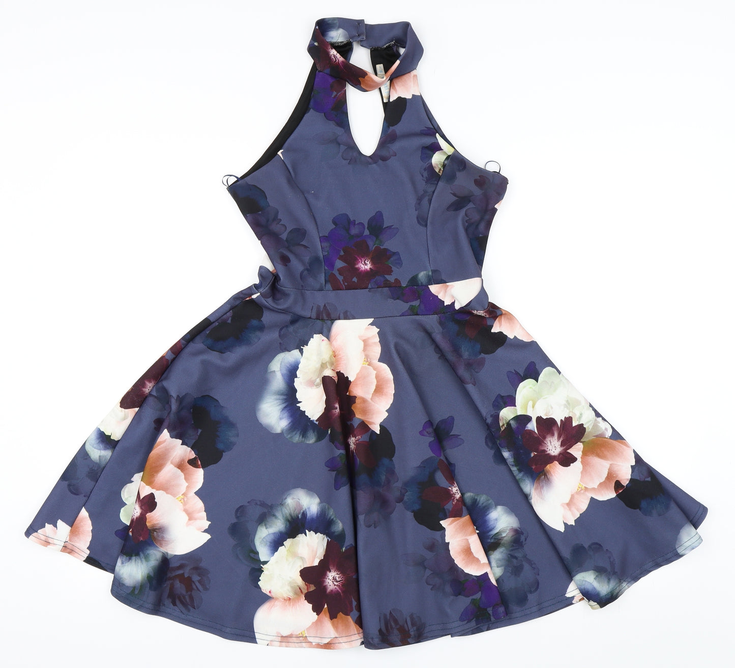 Blue Vanilla Womens Blue Floral  Skater Dress  Size 10