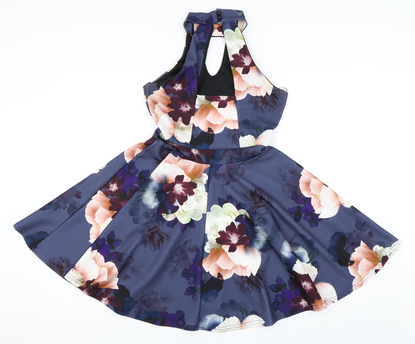 Blue Vanilla Womens Blue Floral  Skater Dress  Size 10
