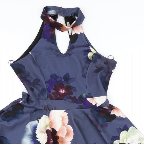 Blue Vanilla Womens Blue Floral  Skater Dress  Size 10