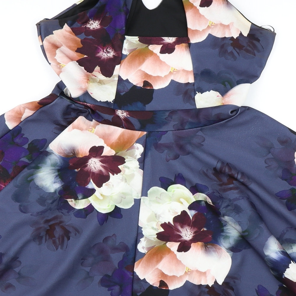 Blue Vanilla Womens Blue Floral  Skater Dress  Size 10