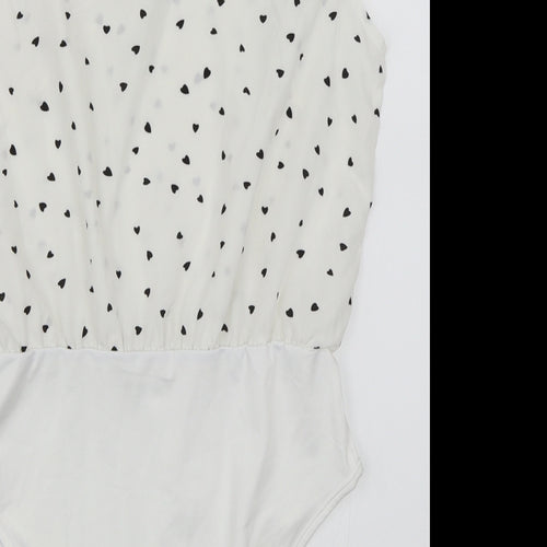 SheIn Womens White Polka Dot  Basic Blouse Size M