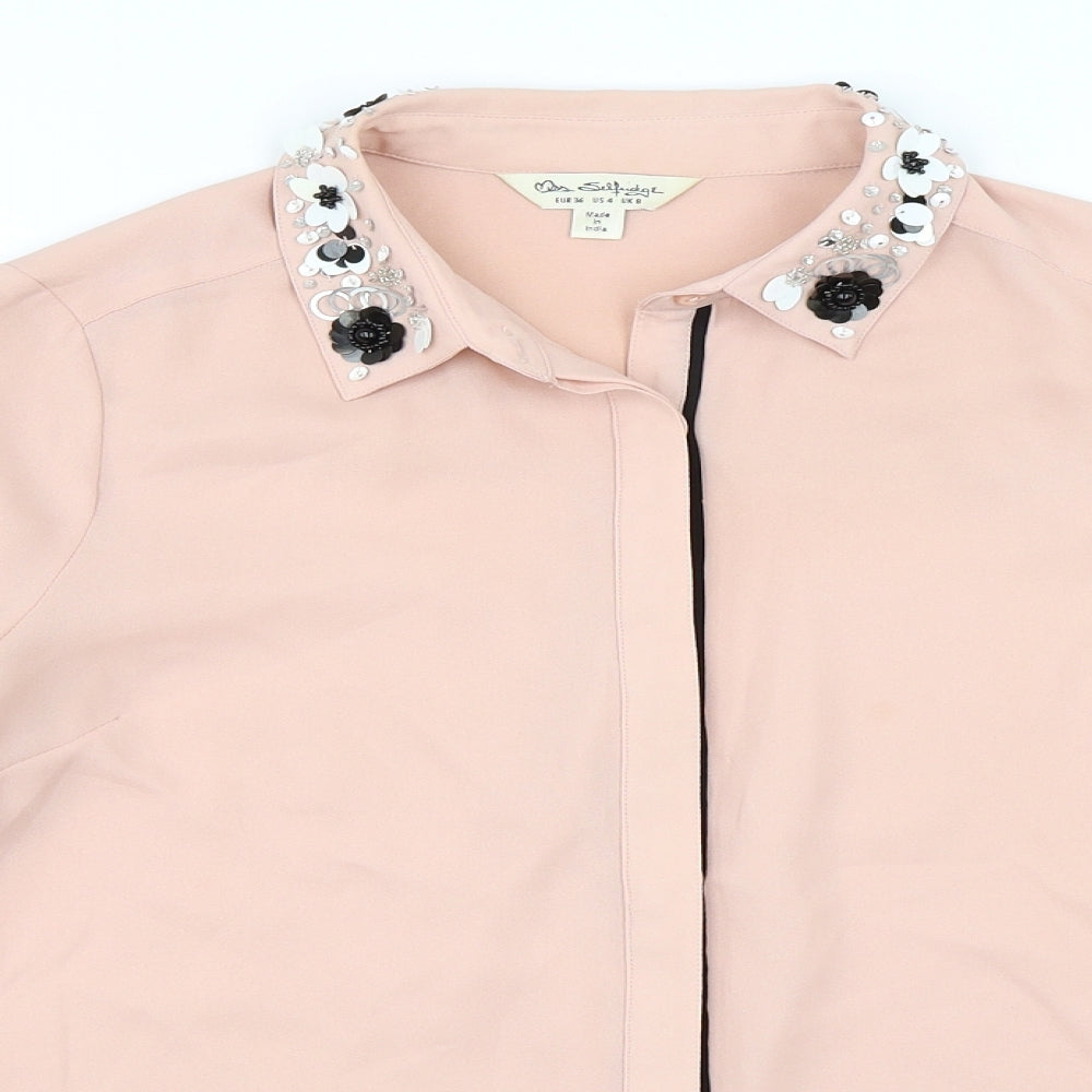 Miss Selfridge Womens Pink   Basic Button-Up Size 8