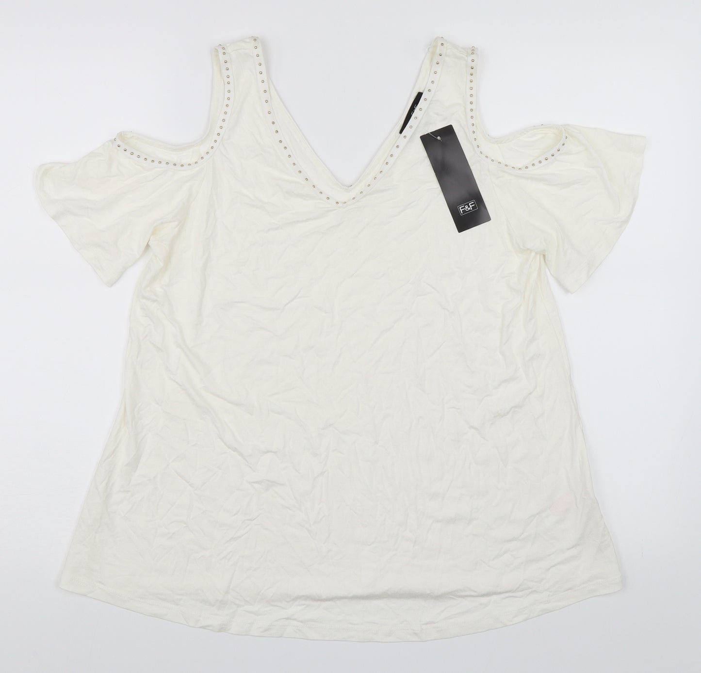 F&F Womens White   Basic T-Shirt Size 14