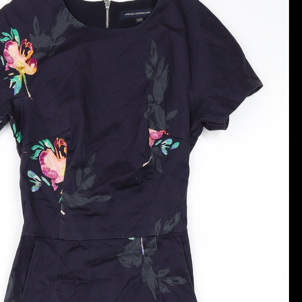 French Connection Womens Blue Floral  Fit & Flare  Size 6