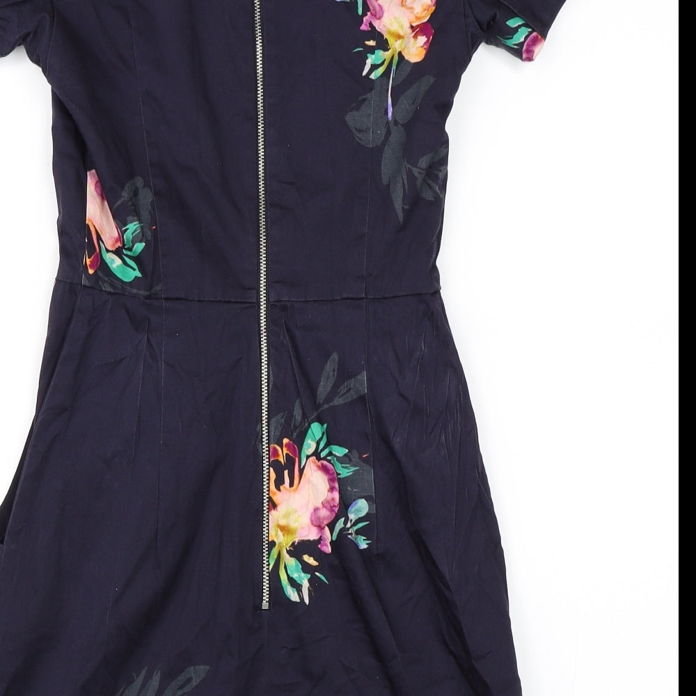 French Connection Womens Blue Floral  Fit & Flare  Size 6