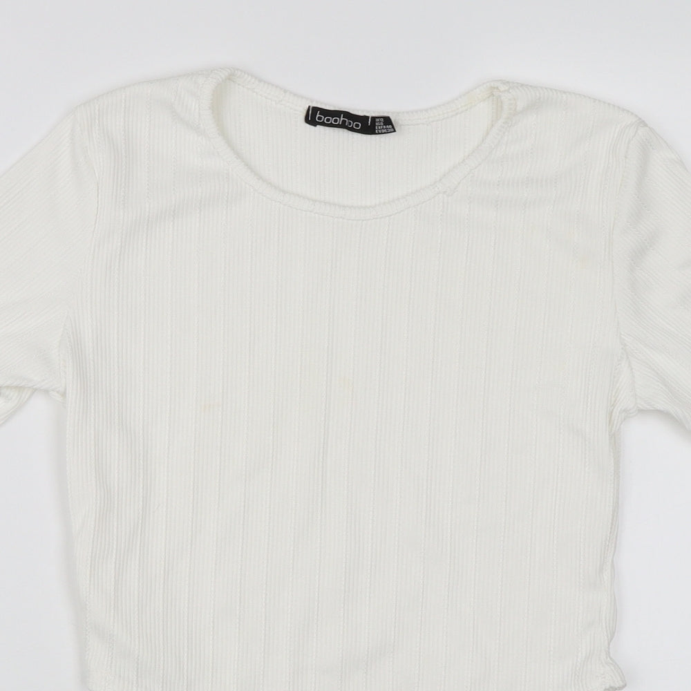 Boohoo Womens White   Basic T-Shirt Size 12  - Bodysuit