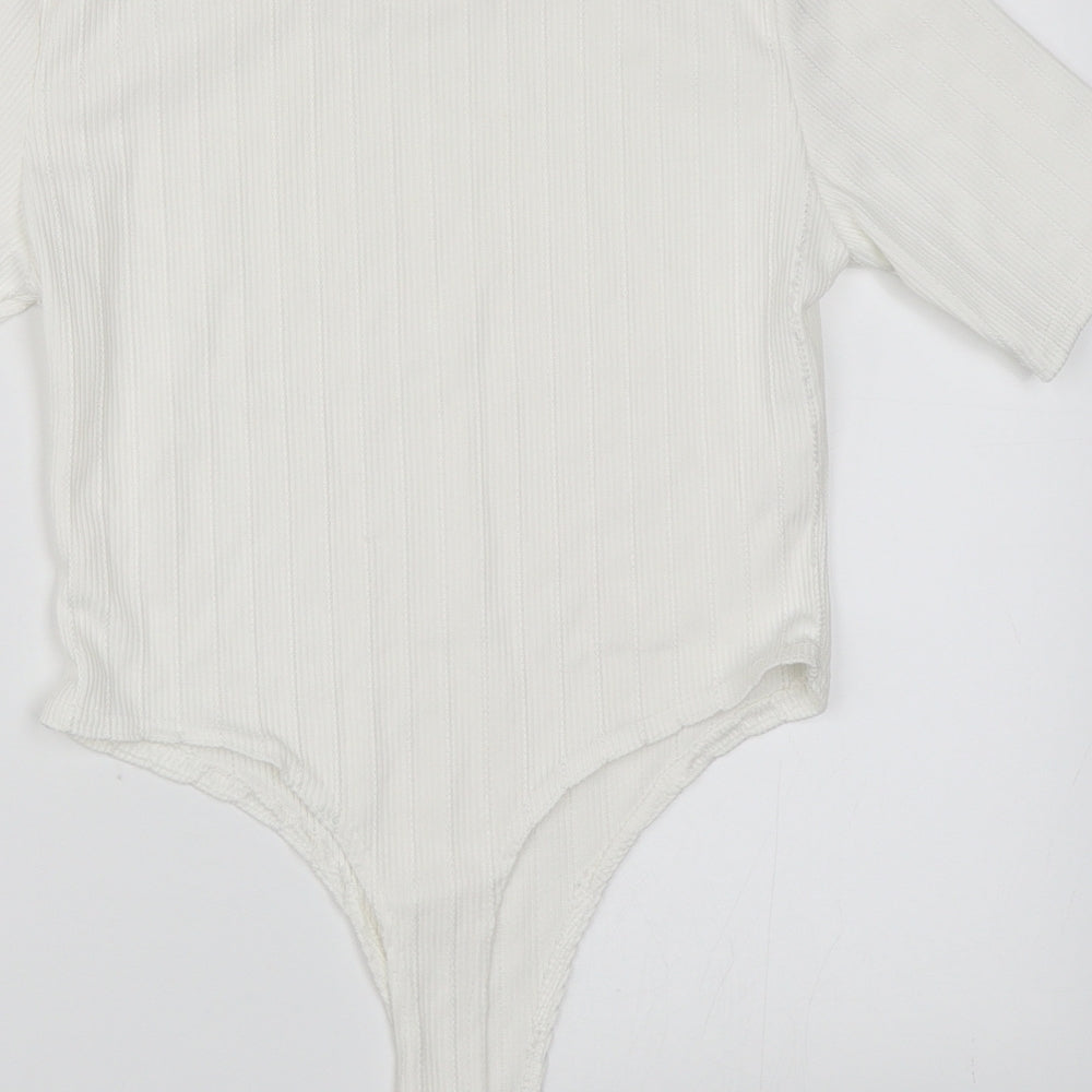 Boohoo Womens White   Basic T-Shirt Size 12  - Bodysuit