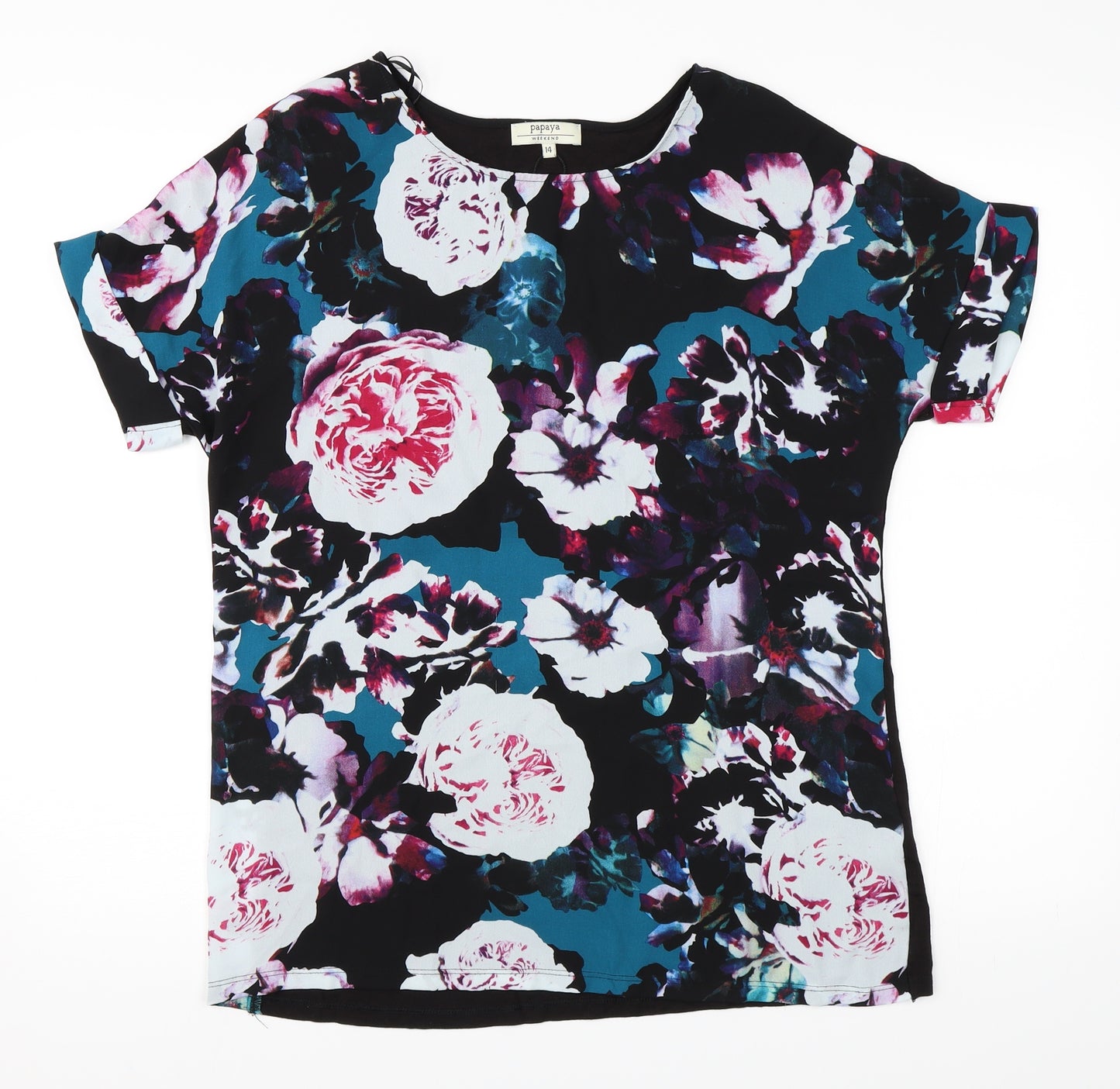Papaya Womens Multicoloured Floral  Basic T-Shirt Size 14