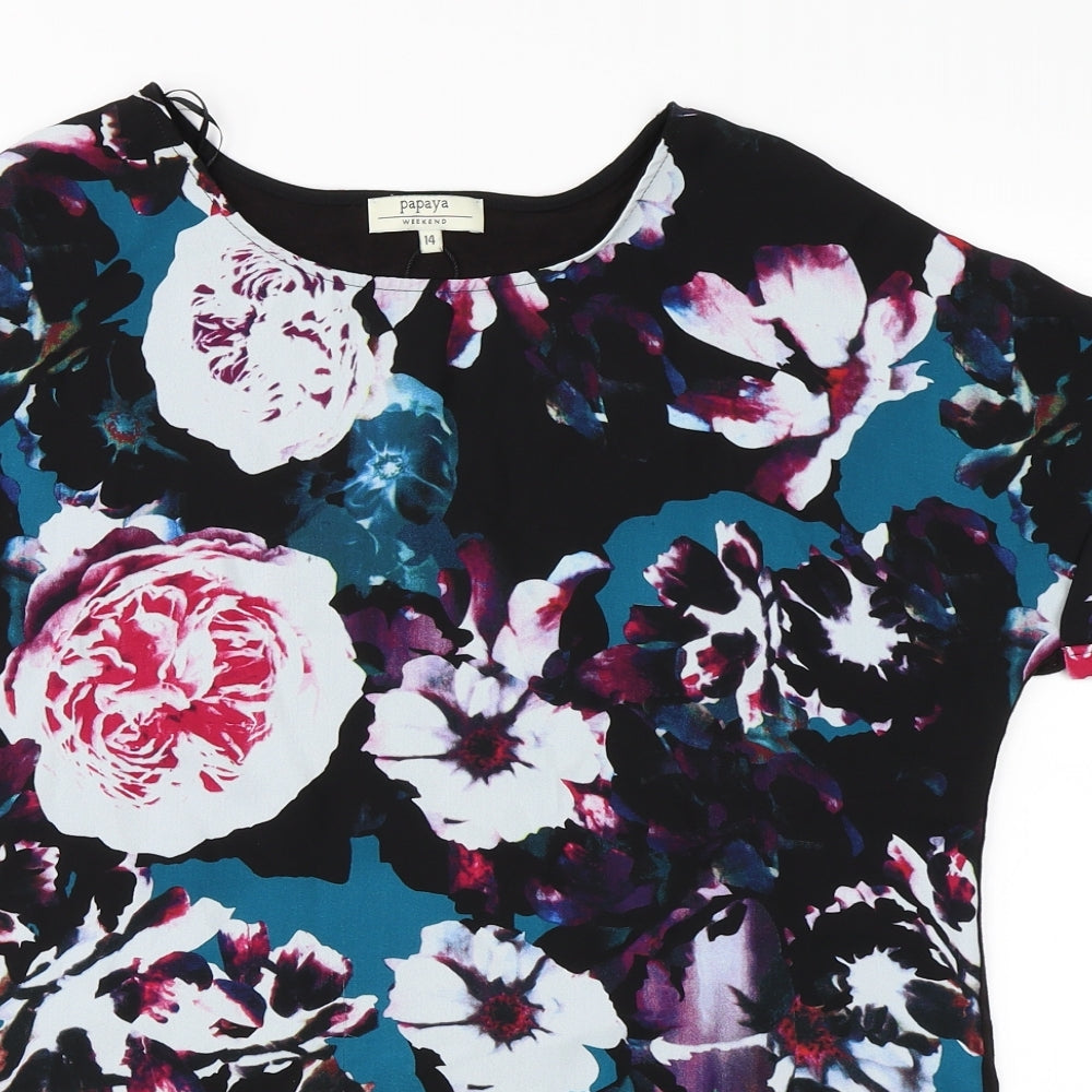 Papaya Womens Multicoloured Floral  Basic T-Shirt Size 14