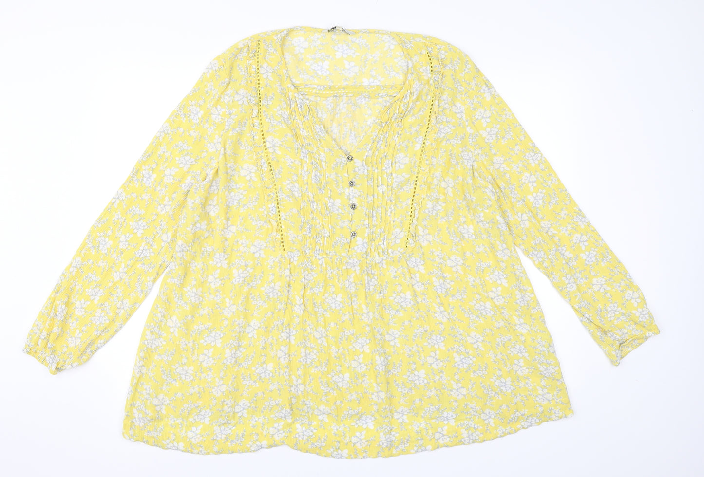 NEXT Womens Yellow Floral  Basic T-Shirt Size 22