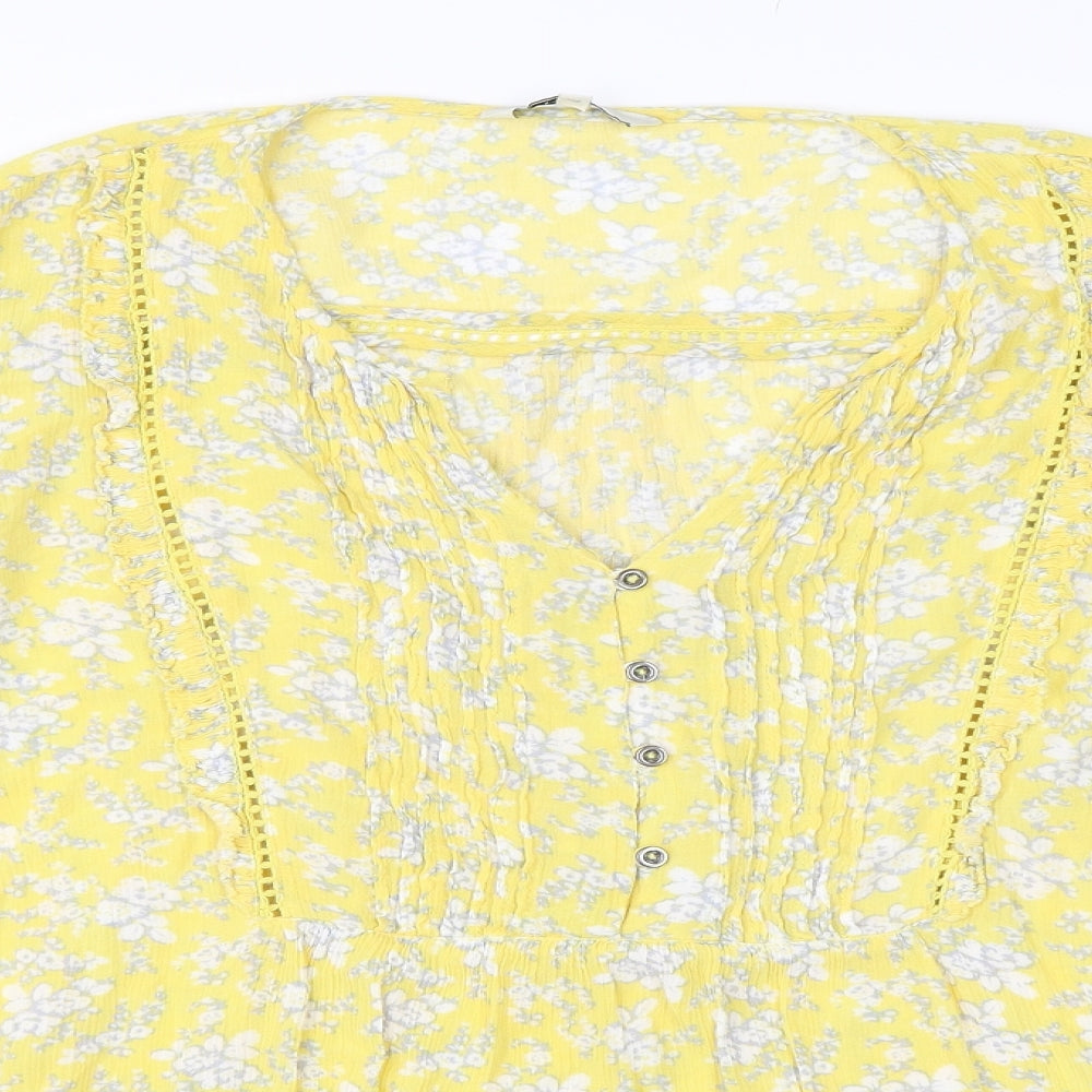 NEXT Womens Yellow Floral  Basic T-Shirt Size 22