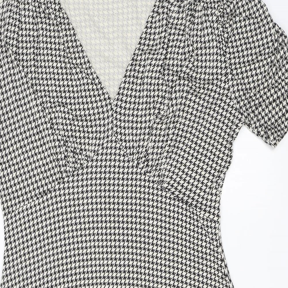 NEXT Womens Black Houndstooth  A-Line  Size 10