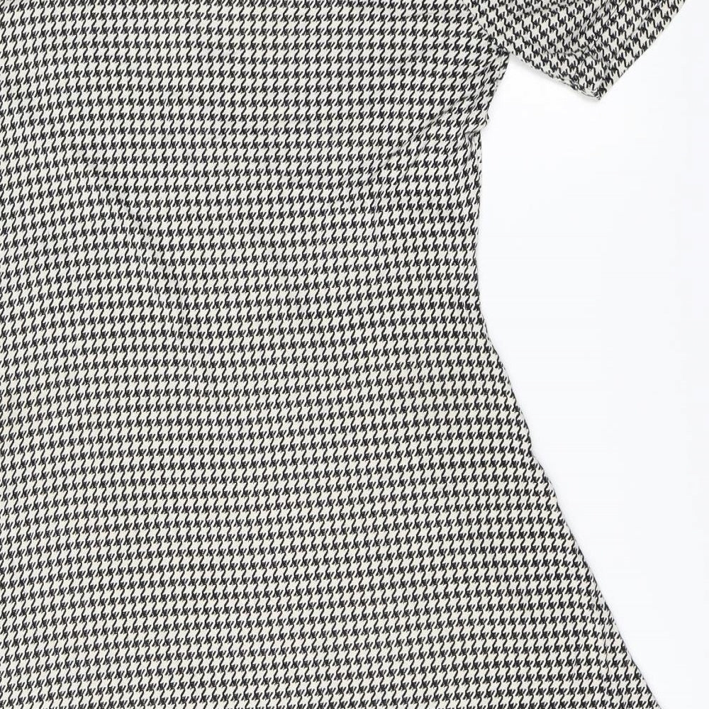 NEXT Womens Black Houndstooth  A-Line  Size 10