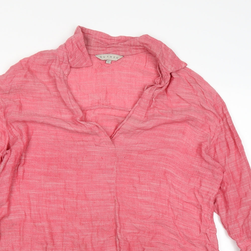 Nutmeg Womens Pink   Basic Button-Up Size 12