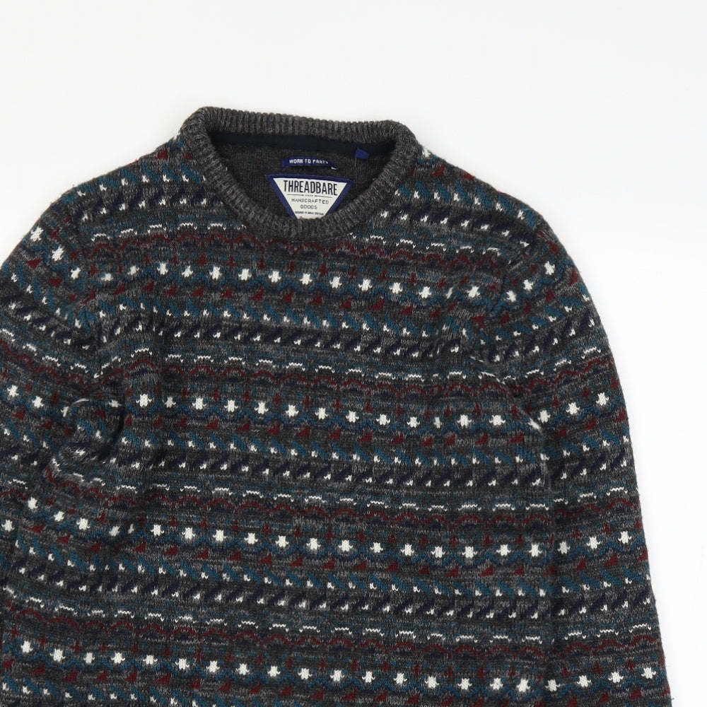 threadable Mens Grey   Pullover Jumper Size M