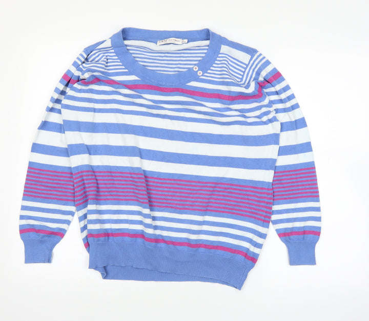 EWM Womens Blue Striped  Pullover Jumper Size L
