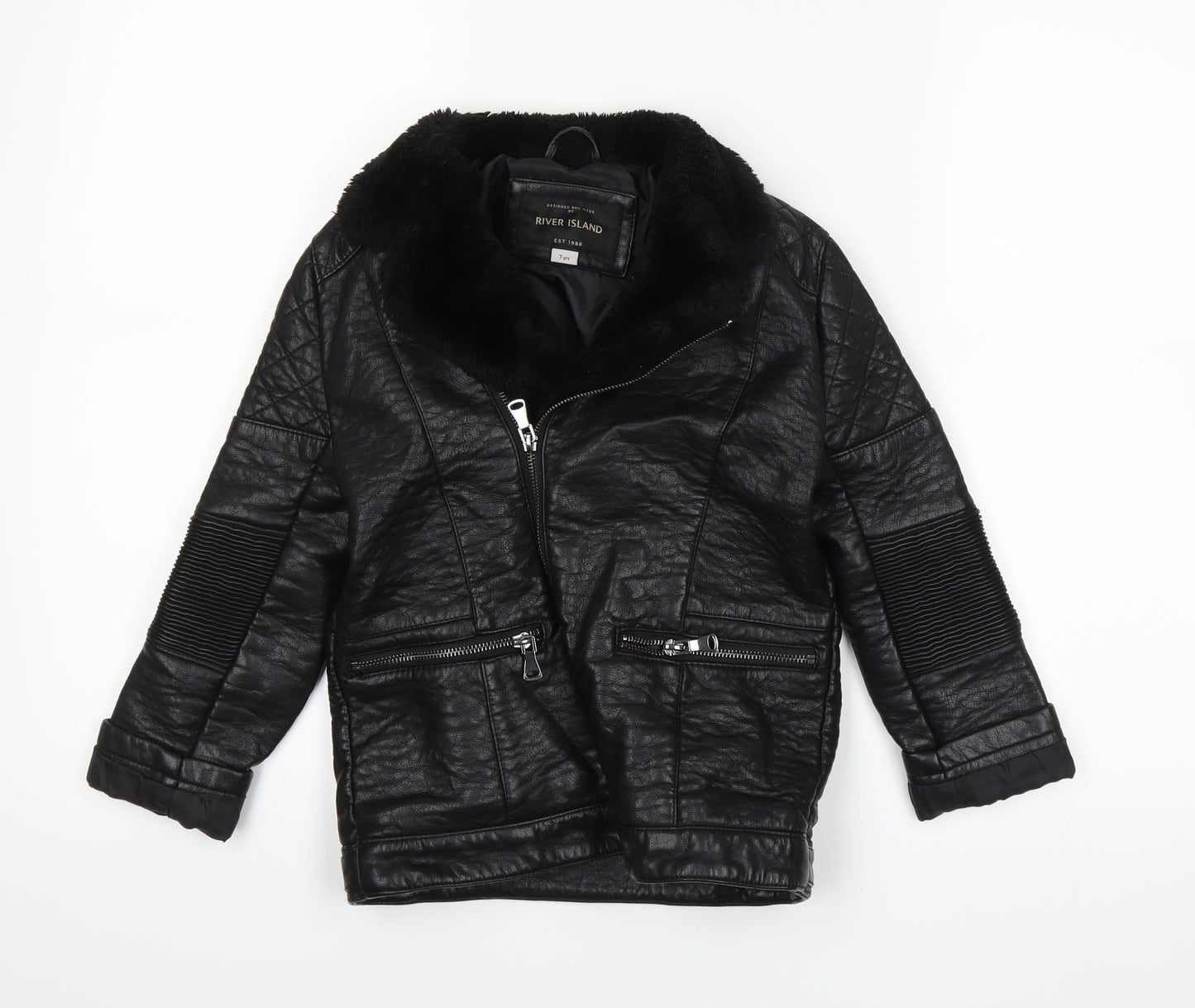 River Island Girls Black   Jacket  Size 7 Years
