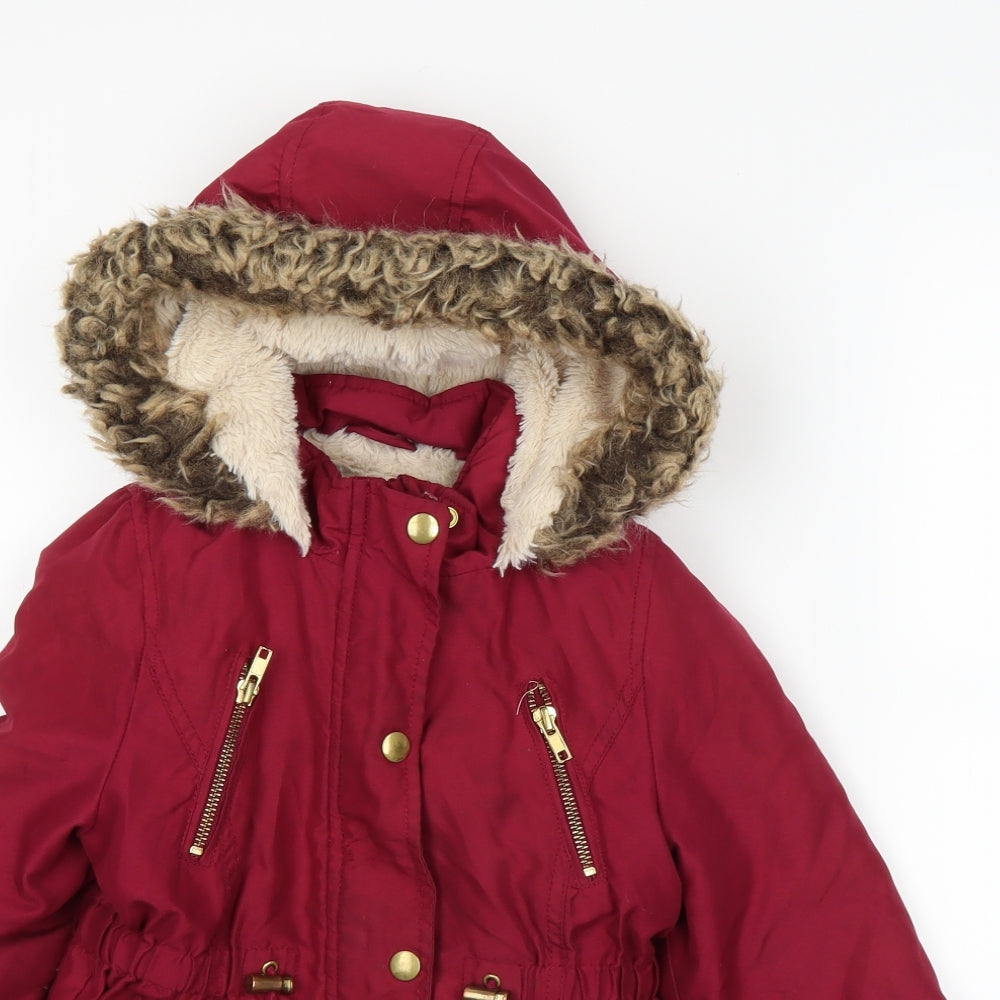 George Girls Red   Parka Coat Size 4-5 Years