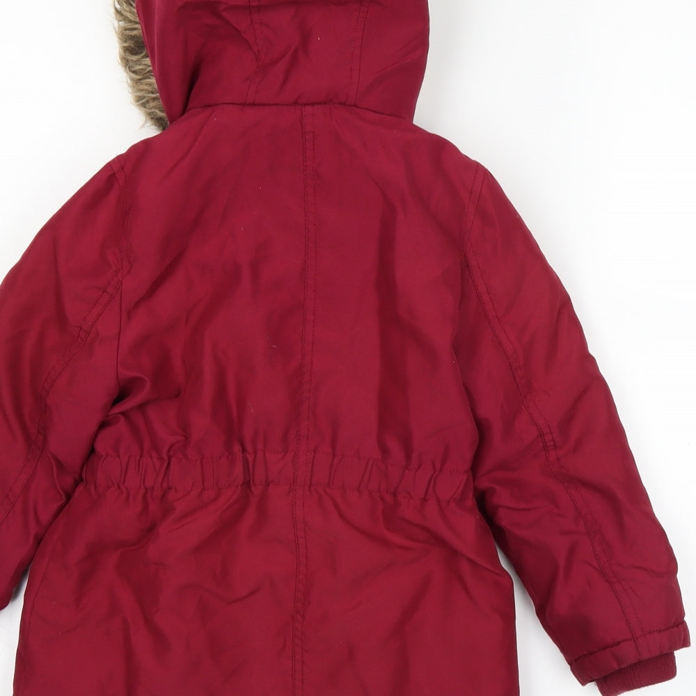 George Girls Red   Parka Coat Size 4-5 Years