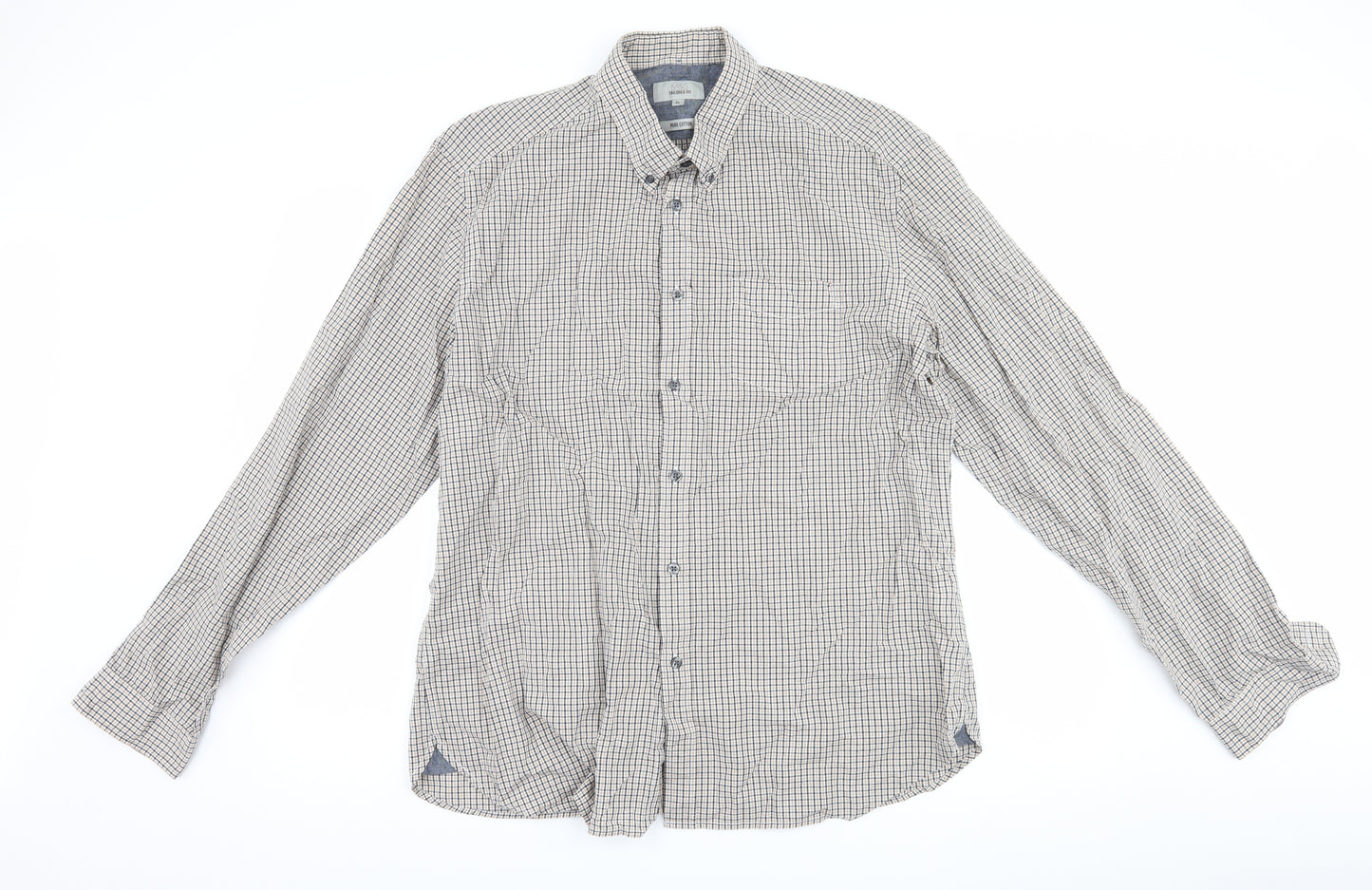 NEXT Mens Grey Check   Button-Up Size XL