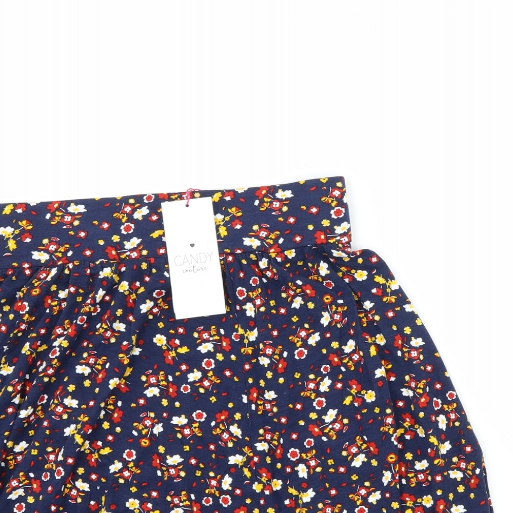 Candy Couture Girls Blue Floral  A-Line Skirt Size 11 Years