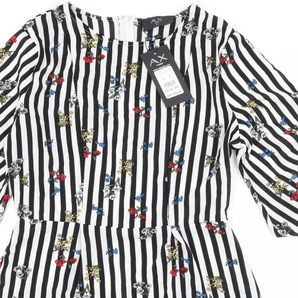 AX Paris Womens Black Striped  A-Line  Size 10