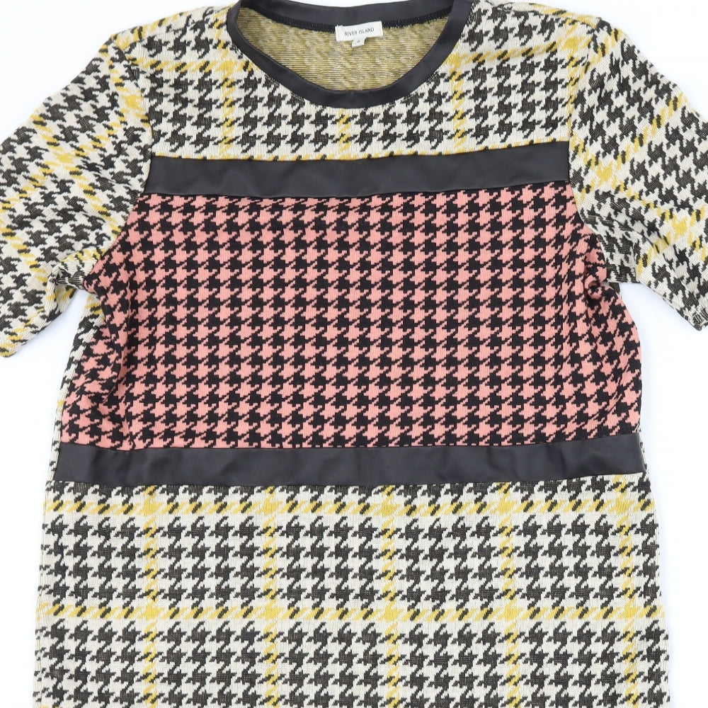 River Island Womens Black Houndstooth  Shift  Size 8
