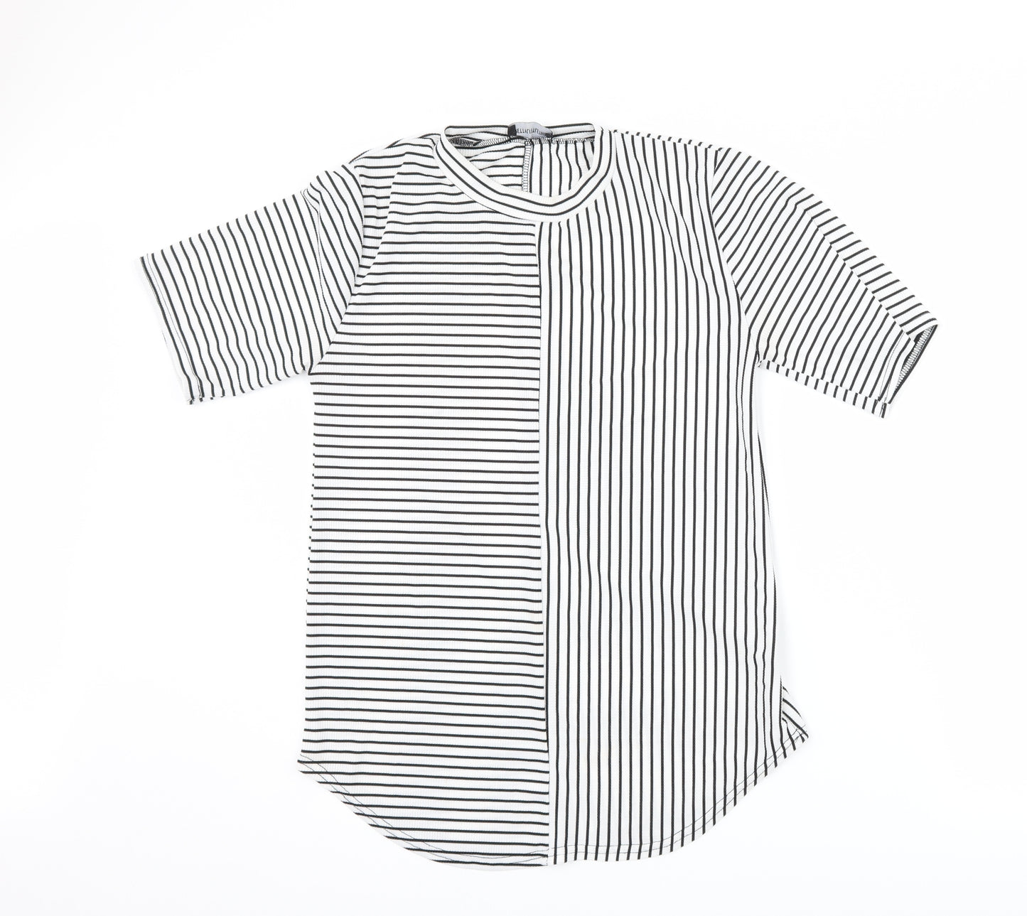 PRETTYLITTLETHING Womens White Striped  Basic T-Shirt Size 10