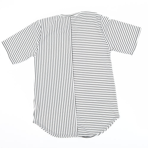 PRETTYLITTLETHING Womens White Striped  Basic T-Shirt Size 10