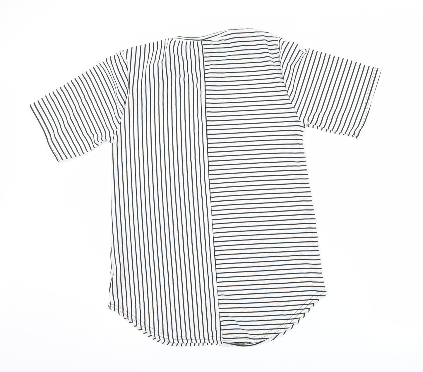 PRETTYLITTLETHING Womens White Striped  Basic T-Shirt Size 10