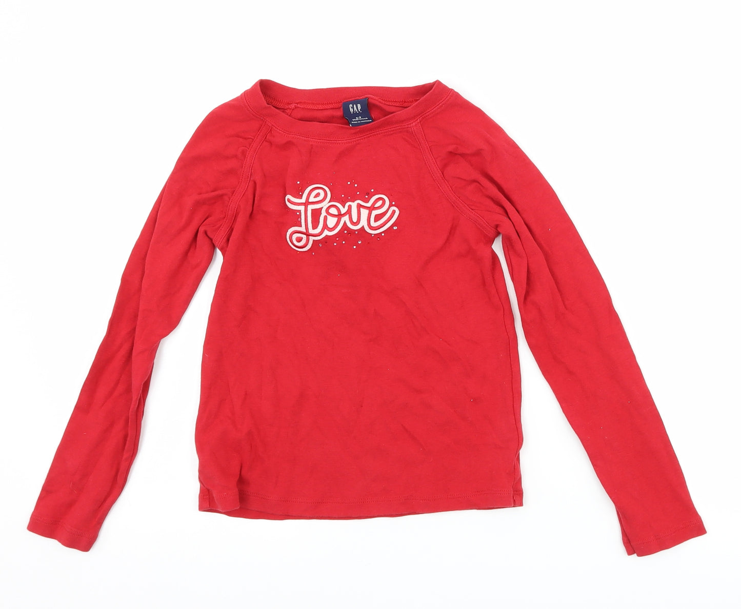 Gap Girls Red   Basic T-Shirt Size 6-7 Years  - love