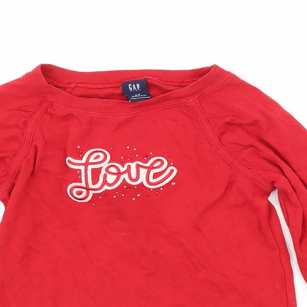 Gap Girls Red   Basic T-Shirt Size 6-7 Years  - love