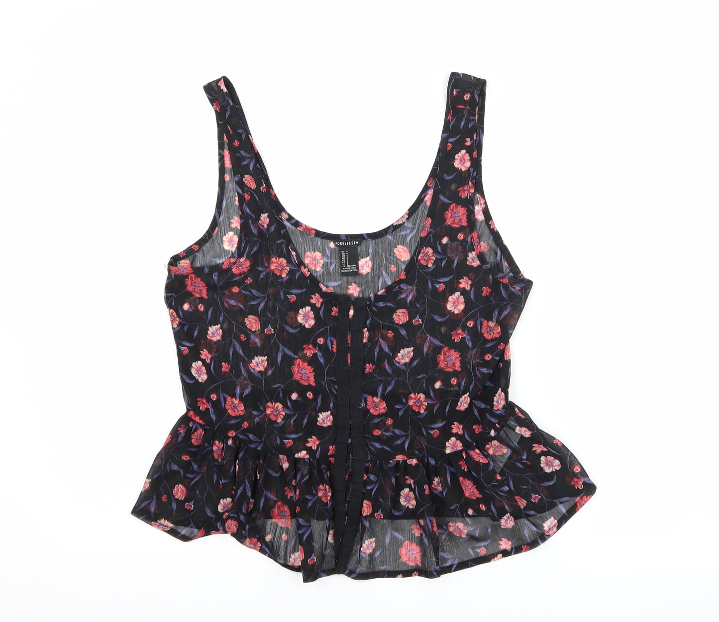FOREVER 21 Womens Black Floral  Cropped Tank Size S