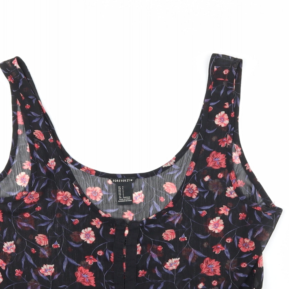 FOREVER 21 Womens Black Floral  Cropped Tank Size S