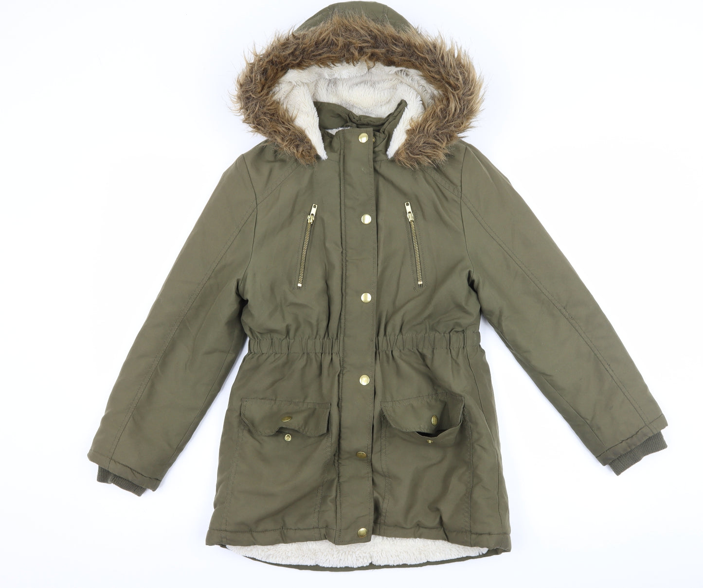 George Girls Green   Parka Coat Size 9-10 Years