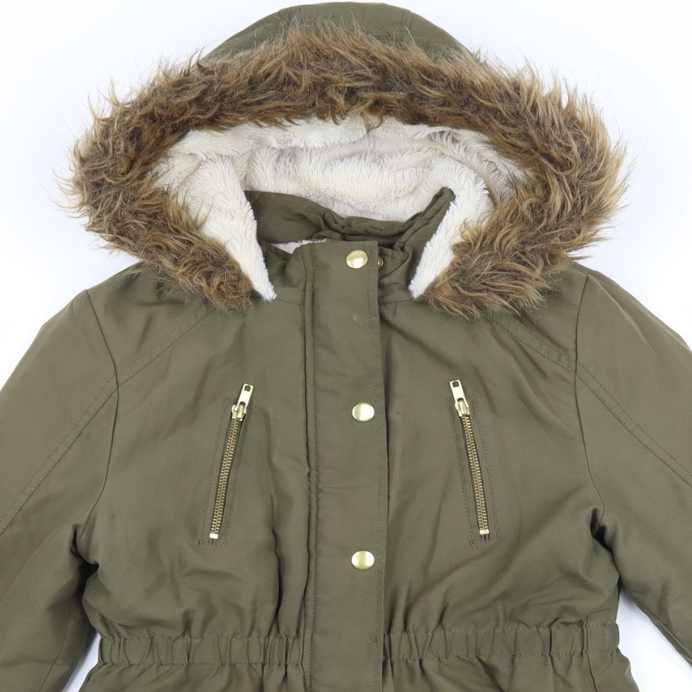 George Girls Green   Parka Coat Size 9-10 Years