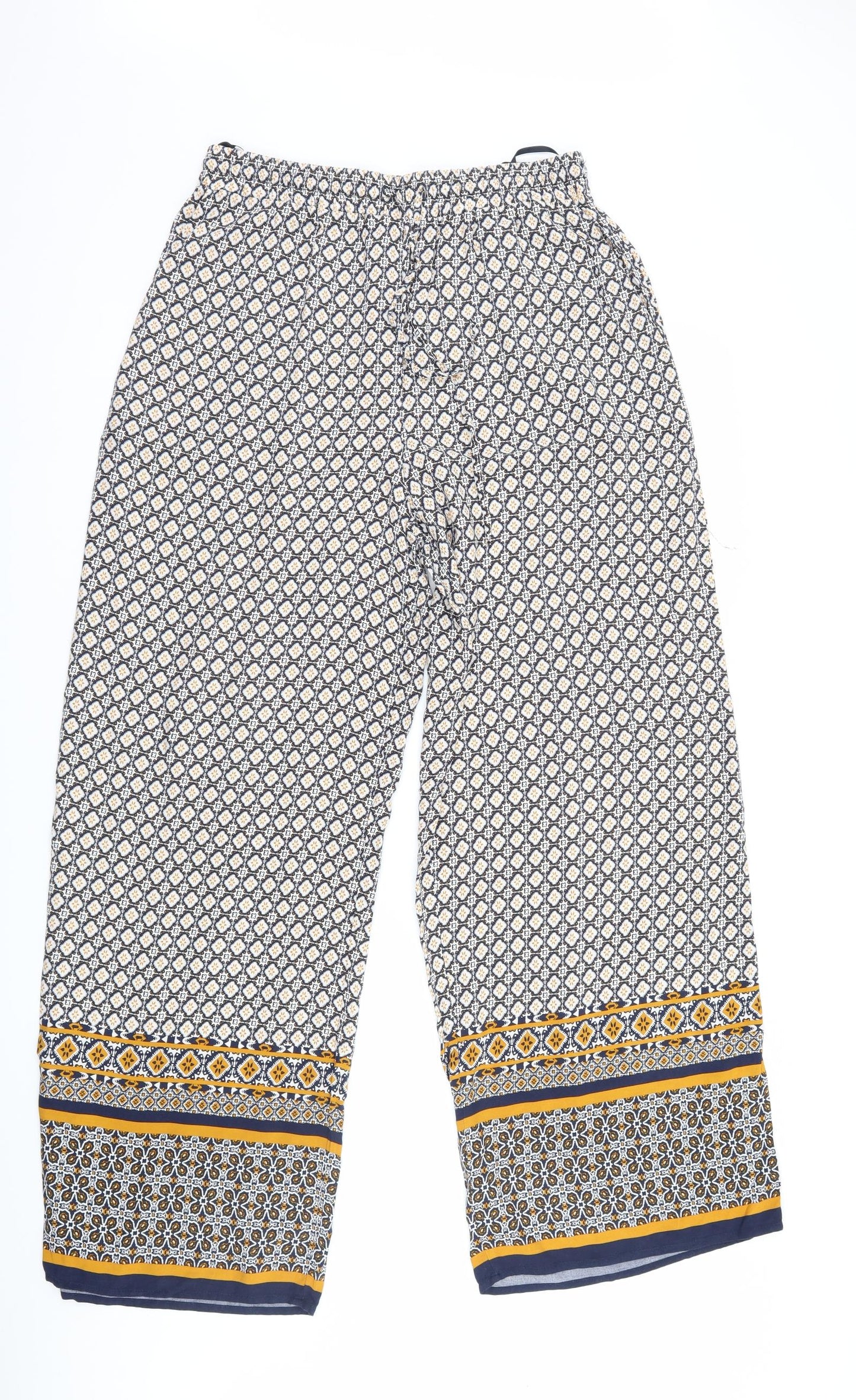 Nutmeg Womens Blue Geometric  Trousers  Size 12 L29 in
