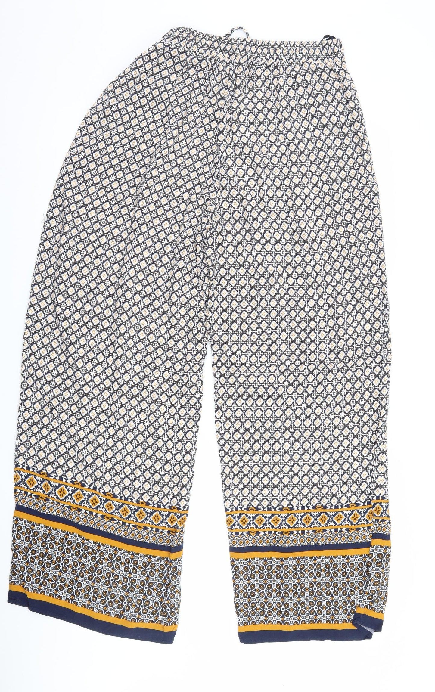 Nutmeg Womens Blue Geometric  Trousers  Size 12 L29 in