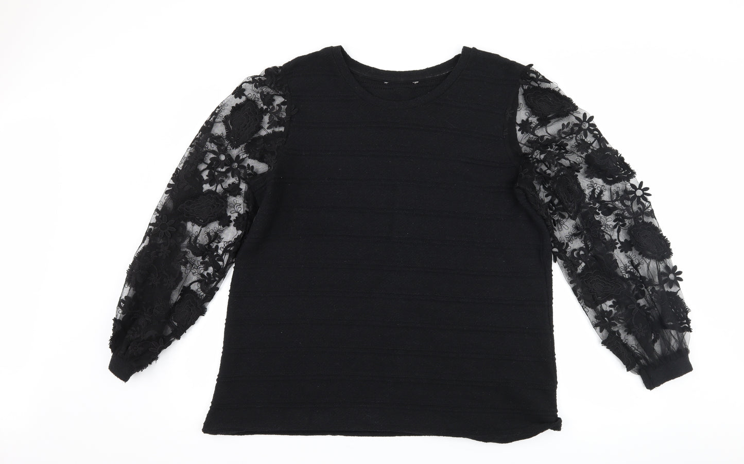 TU Womens Black Floral  Basic T-Shirt Size 16