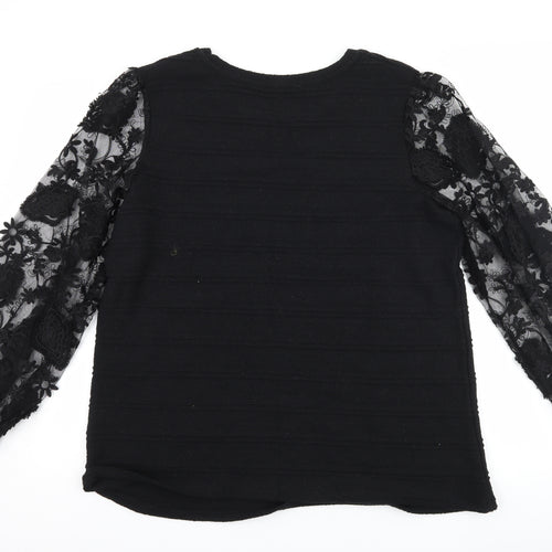 TU Womens Black Floral  Basic T-Shirt Size 16