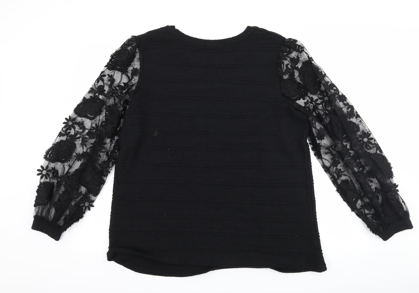 TU Womens Black Floral  Basic T-Shirt Size 16